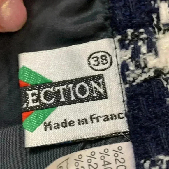 Atak  Collection White w Blue Wool Blend Skirt Size 38 - Picture 11 of 11